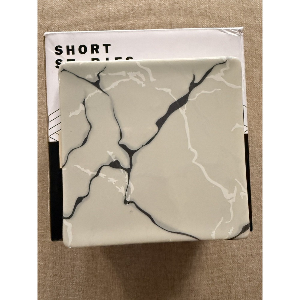 Short Stories from FabFitFun Set of 4 Marble Coasters Grey and Black, New in Box